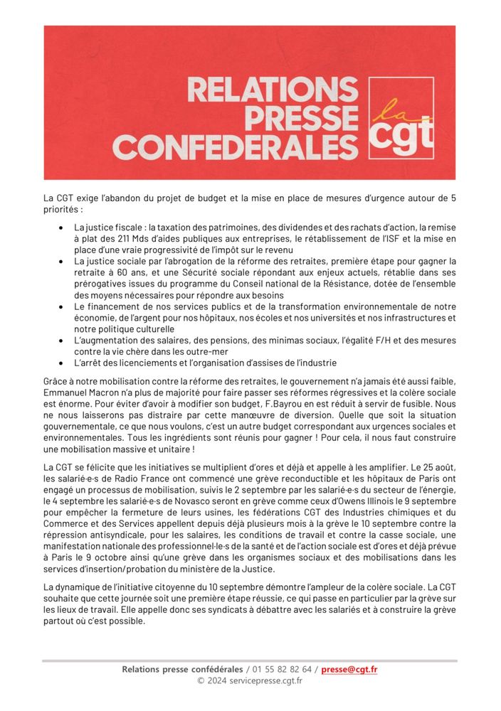 Communiqué du CCN CGT 