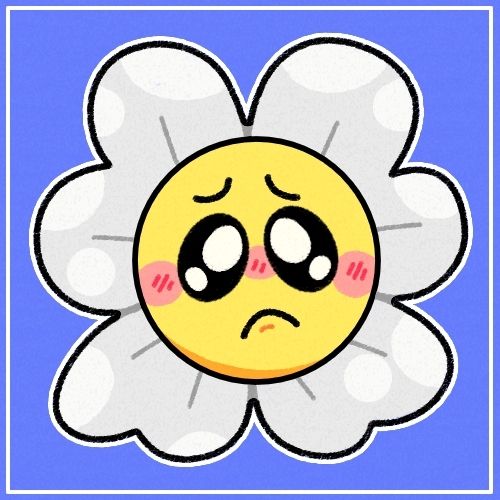 Emote of my OC Floyd making a pleading face like "awww" 🥺 He's an anthro white flower and is blushing !