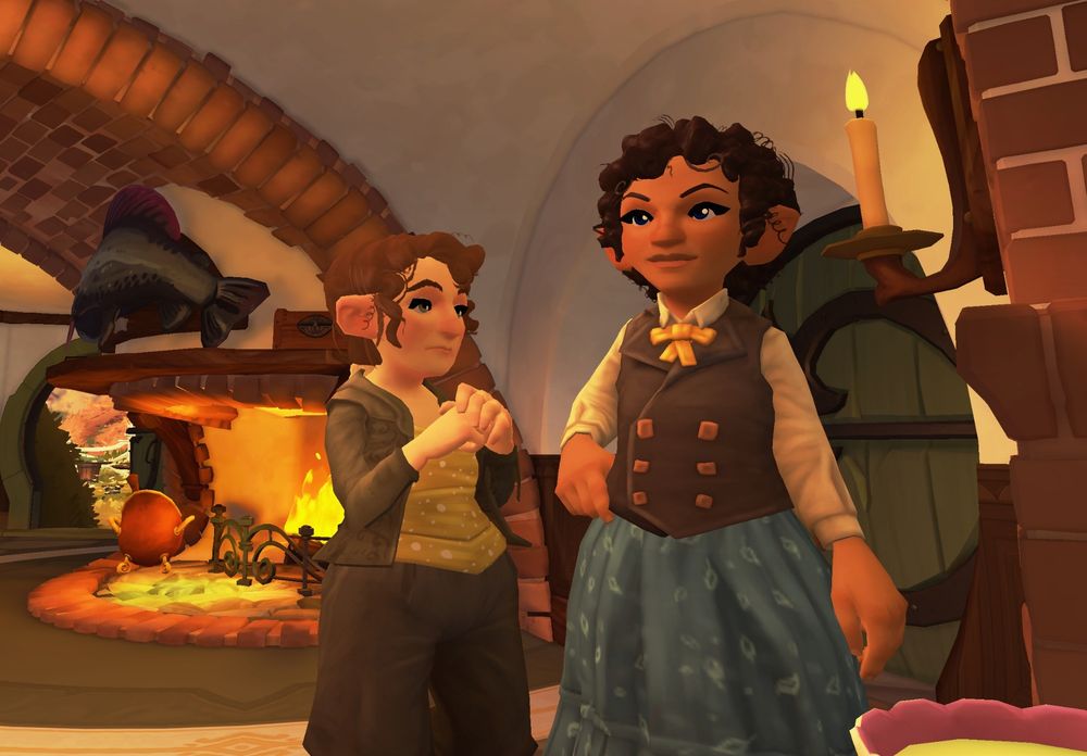 My Hobbit character Poppodil Puddifoot getting way too close and staring at a Hobbit lady