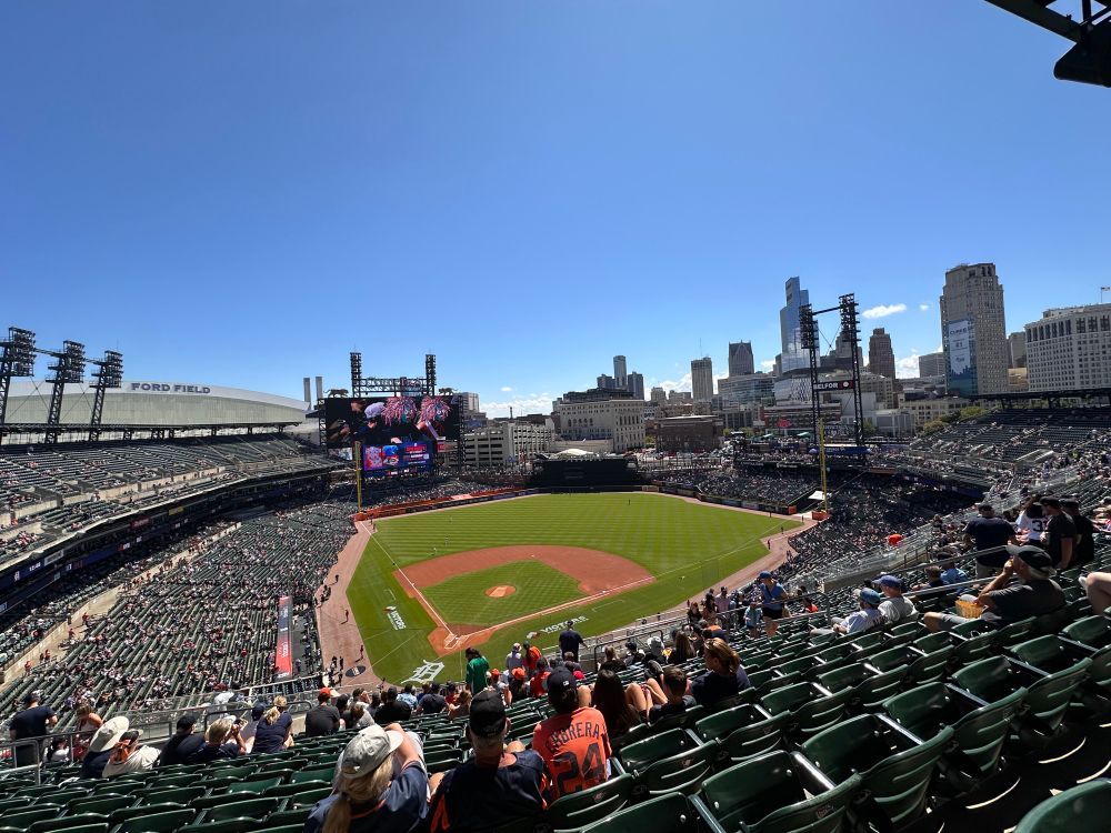 Comerica park before game time on Labor Day 