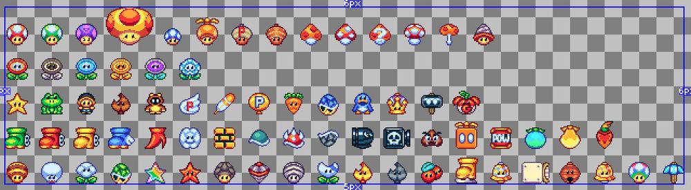 Quase todos os Power-Ups disponíveis na franquia Super Mario Bros.!
Desde o Super Cogumelo (1985) até o Cogumelo Broca (2023)!