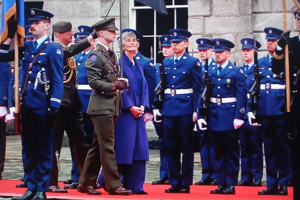 A pic (taken from live TV coverage) of our new President Connolly at Dublin Castle today.