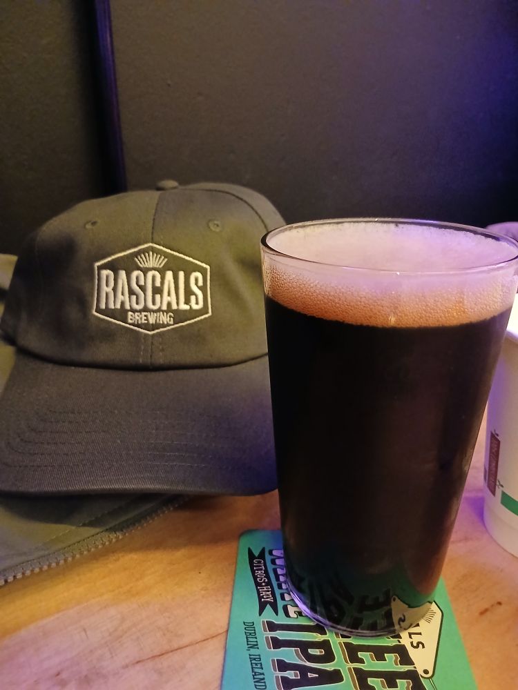 Rascal's hat and breakfast stout.