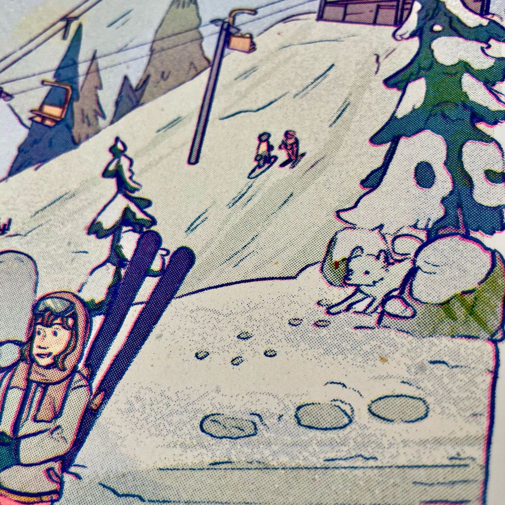 Another close up of the risograph print— showing the bitmap in particular.