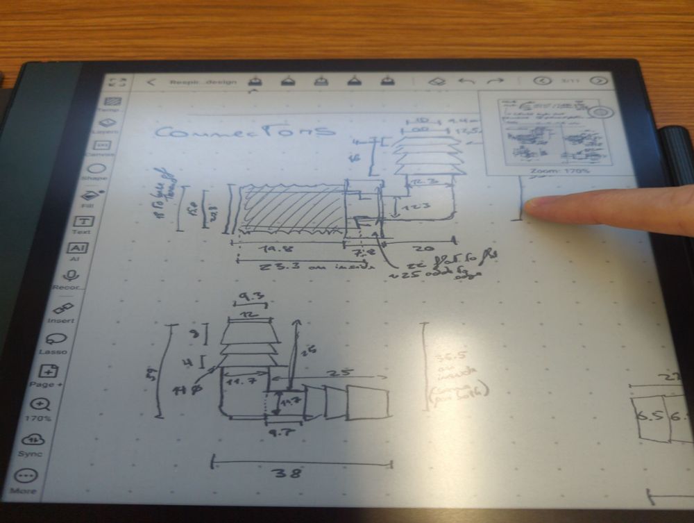 An example of a page zoomed in, showing the details of the pen strokes.