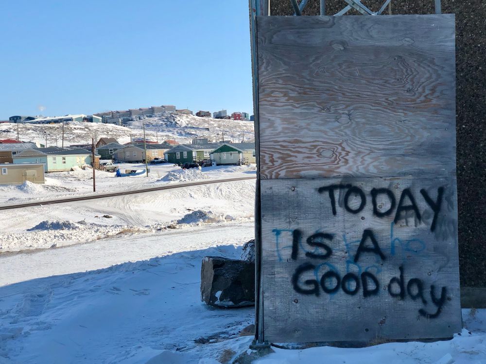 Spray painting on wall saying “today is a good day”
