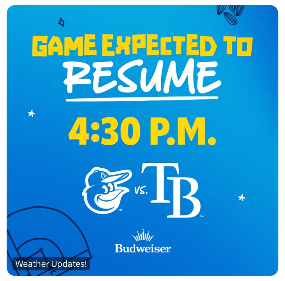 Se espera que el juego se reanude a las 4:30 p. m.