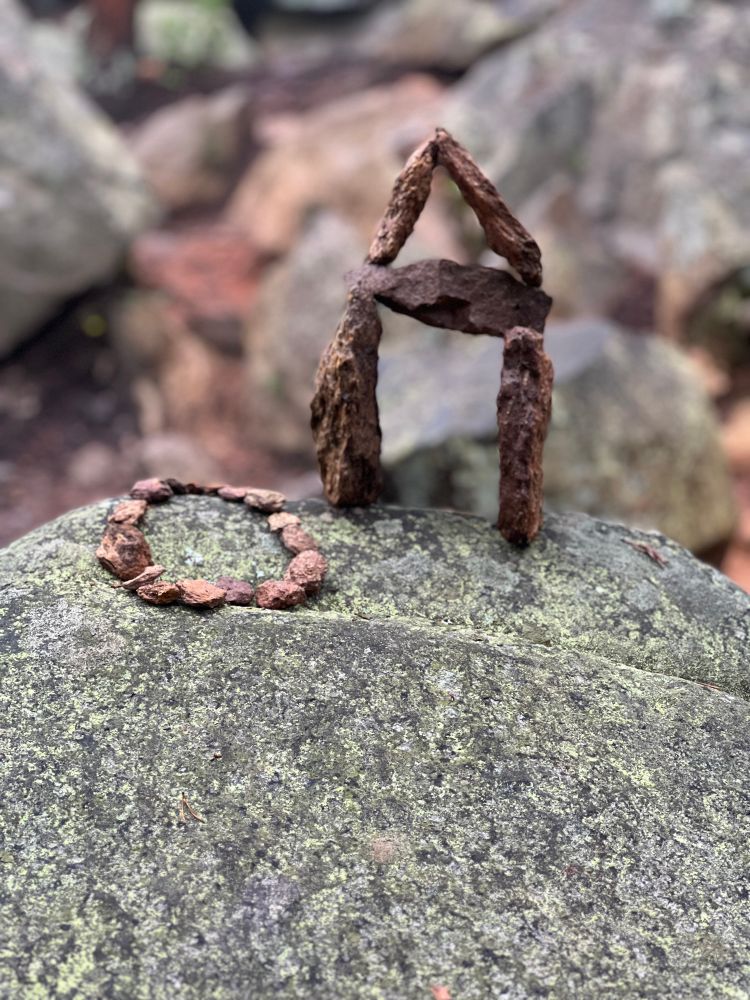 Stones left by hikers