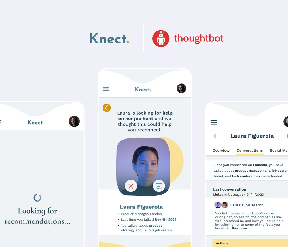 Knect mobile experience with thoughtbot logo