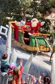 Father Christmas arrives in his sleigh this morning.