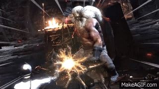 Smith from darks souls 3 smithing really fast. His power overwhelming