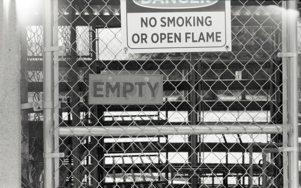 Test shot from a Voigtlander Bessa II - storage shed behind abandoned hospital 