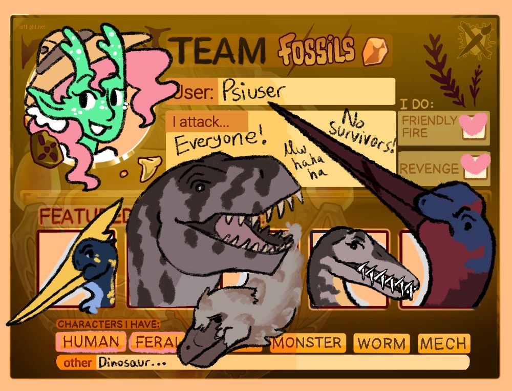 Art fight team fossil card