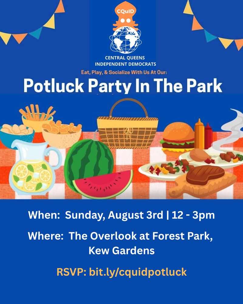 Potluck announcement with new date: Sunday, August 3rd | 12-3pm