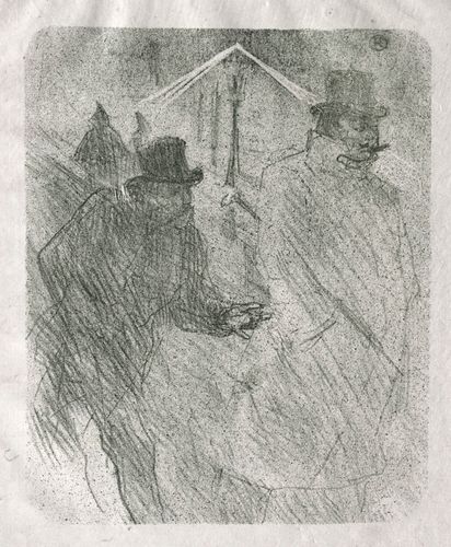 The artwork titled "Bust of Mademoiselle Lender" by Henri de Toulouse-Lautrec captures the dynamic and atmospheric essence characteristic of his lithographic style, vividly illustrating figures in conversation with lively, expressive lines. Toulouse-Lautrec, known for his depictions of Parisian nightlife, imbues this piece with a sense of movement and intrigue, reflecting the social environments he often explored.