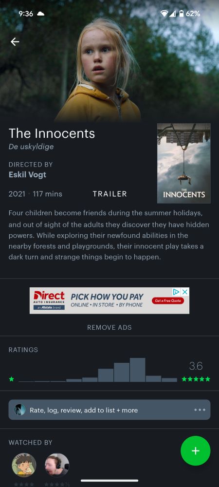 The Innocents directed by Eskil Vogt
Four children become friends during the summer holidays, and out of sight of the adults they discover they have hidden powers. While exploring their newfound abilities in the nearby forests and playgrounds, their innocent play takes a dark turn and strange things begin to happen.