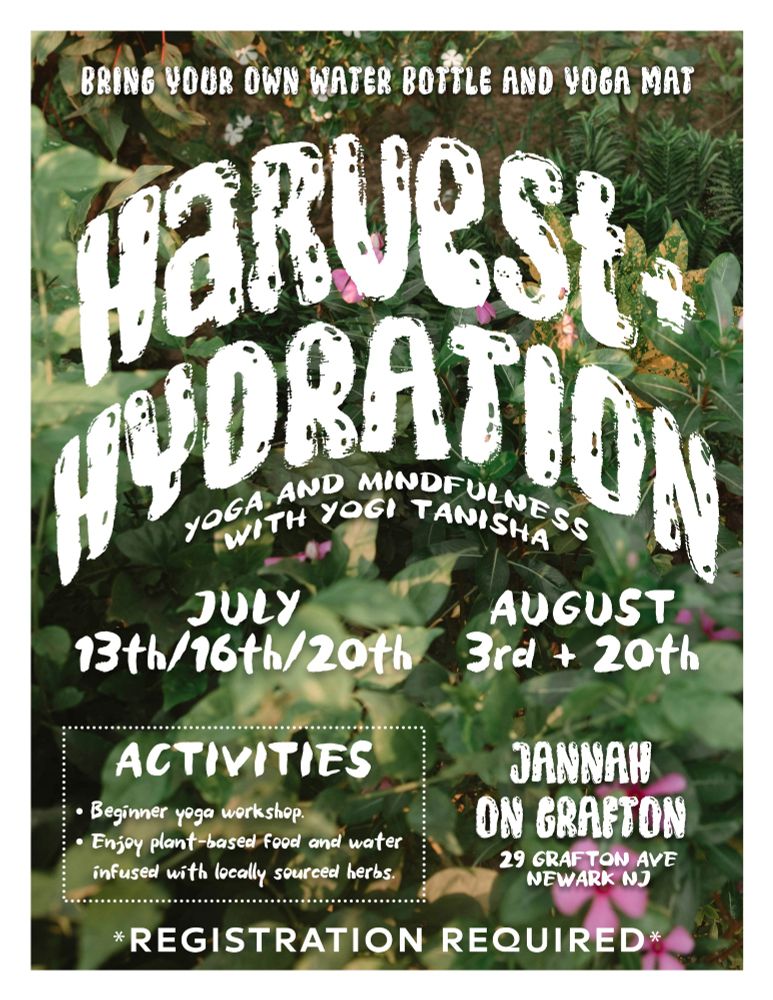 Harvest and Hydration Yoga Event at Jannah On Grafton in Newark NJ