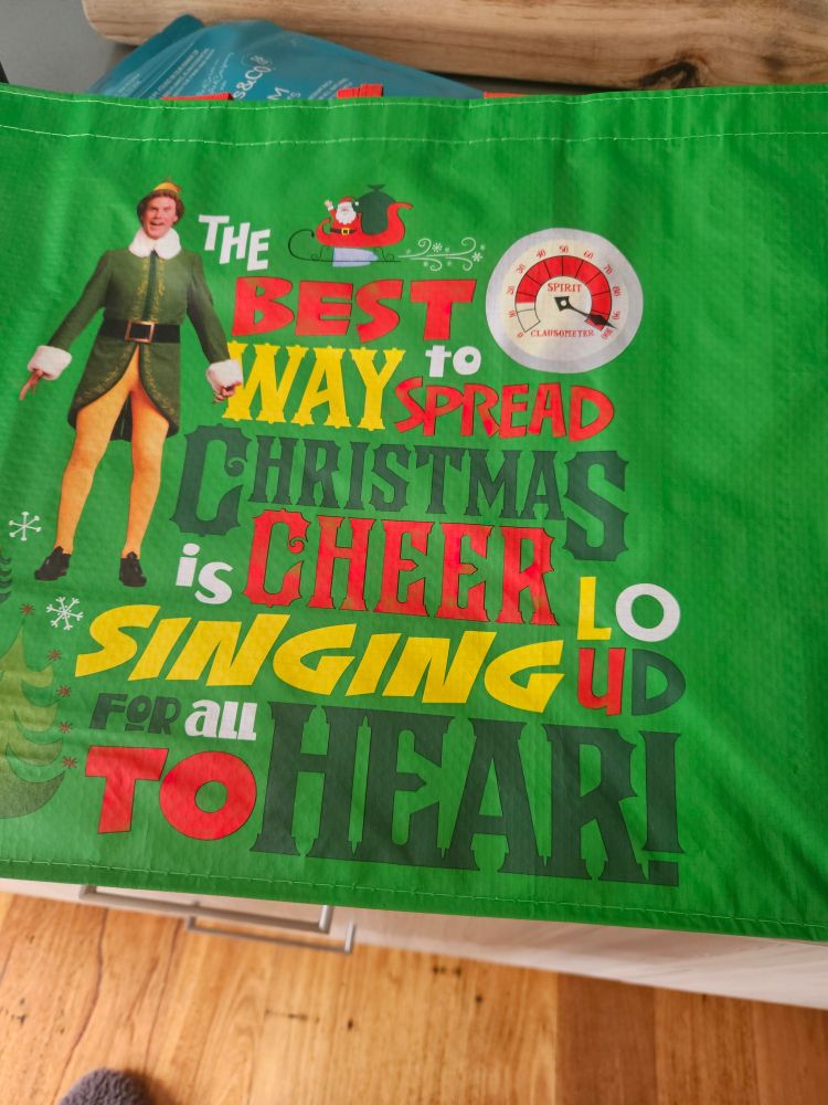 Christmas bag from grocery store in OCTOBER 