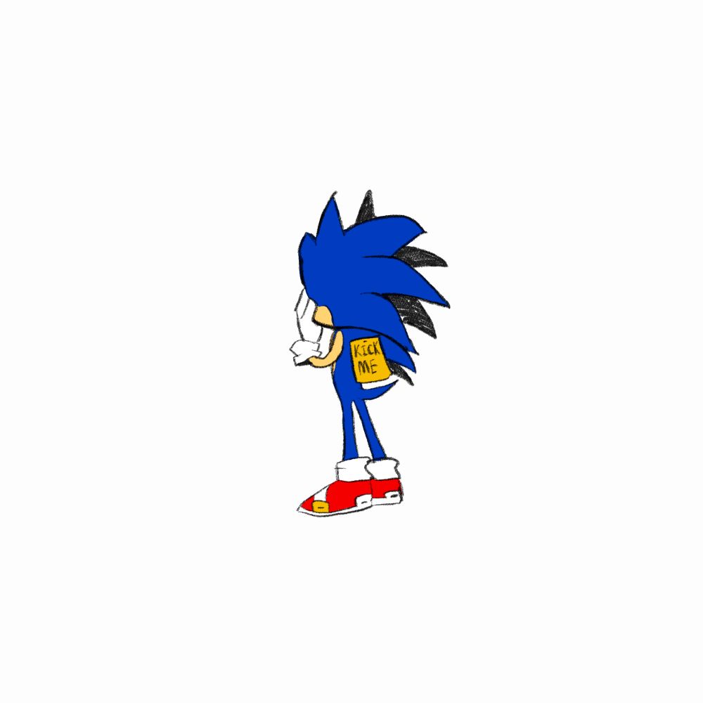 image 3.

sonic is standing alone in a void. there is a "kick me" sign on his back. he is none the wiser.