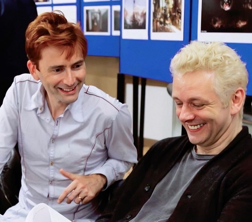 Michael sheen and David Tennant at the first season good omens table read 