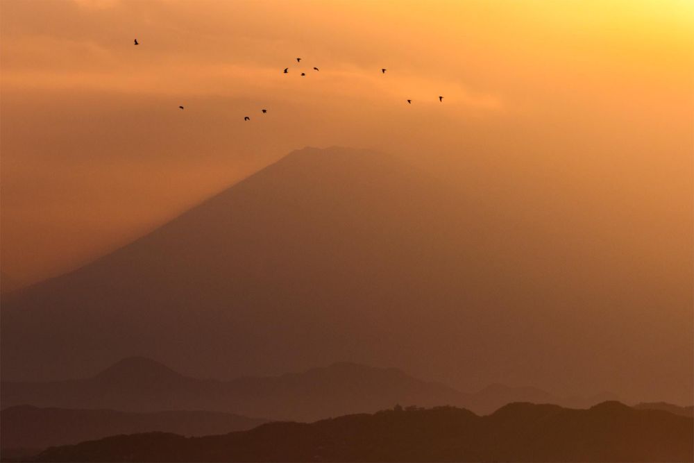 A Glimpse of Mount Fuji at Sunset – Kanagawa