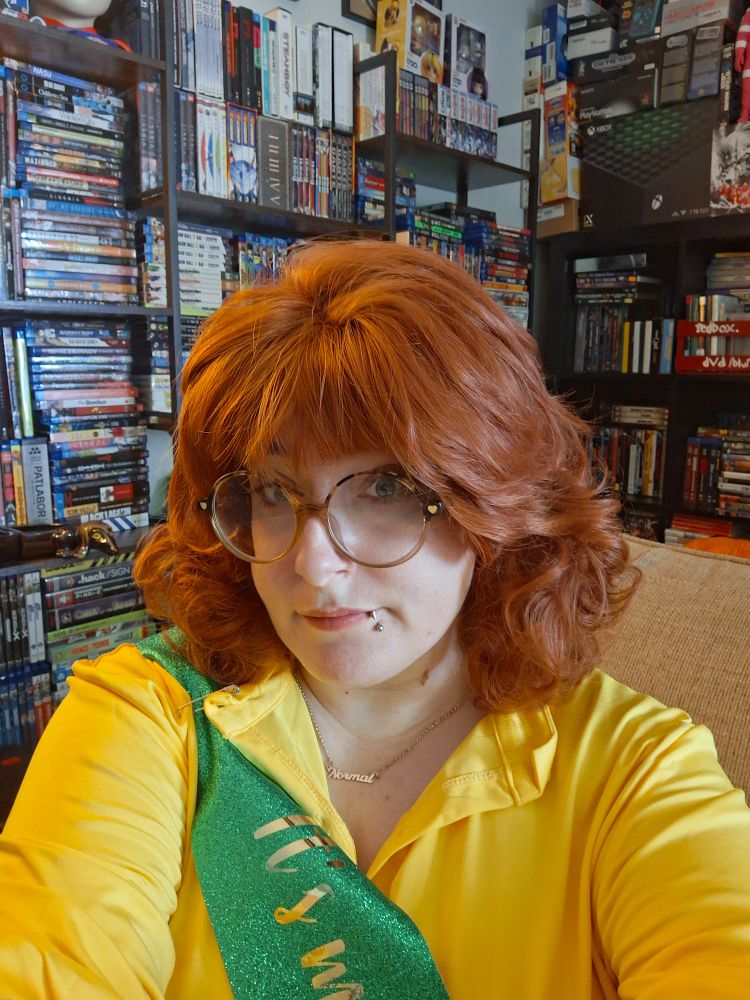 Me at home in my costume with the wig freshly brushed and looking flawless