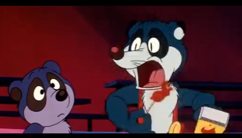 Screaming cartoon ferret 