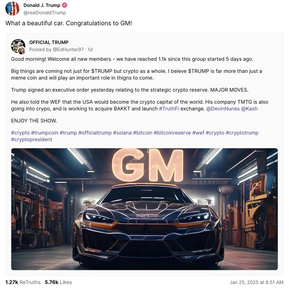 Trump believing an AI car is real.