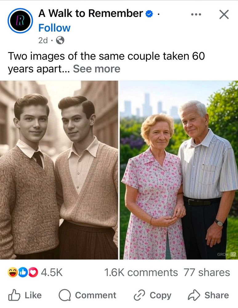 Two images of the same couple taken 60 years apart