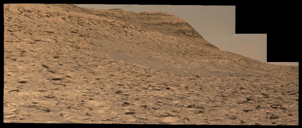 An ochre toned mosaic capturing a Martian landscape. A depleted area with slightly darker colors at center corresponds to an impact crater.

Credits images: NASA/JPL-Caltech/MSSS/fredk