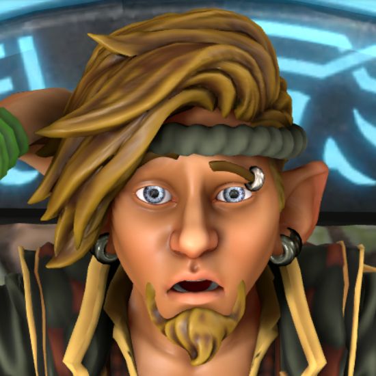 A close-up of the Hero Forge character design. He looks concerned/confused.