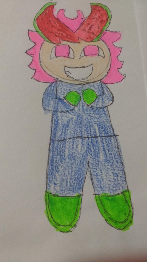 Melon Mateo in a full body piece of paper