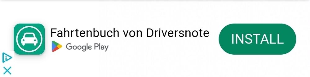 a Google ad displaying a small green app icon with a car symbol within a circle. the name of the app is Fahrtenbuch von Driversnote. a green install button is visible on the right