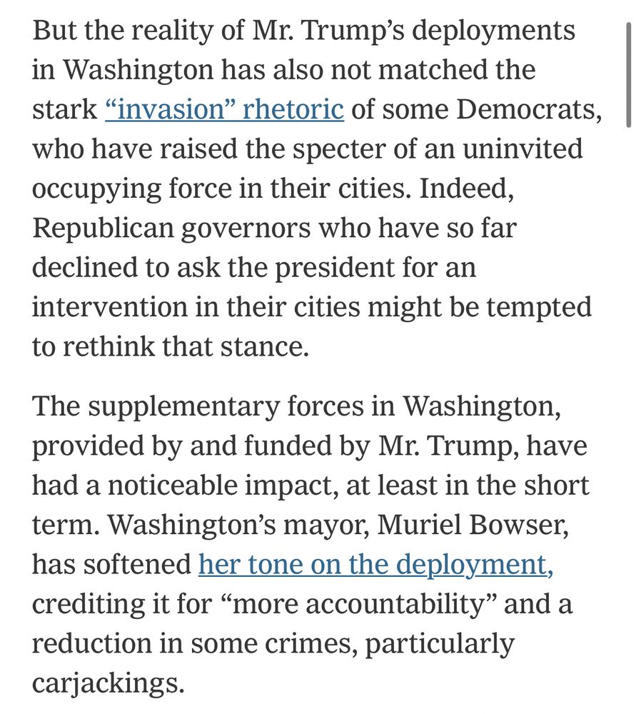But the reality of Mr. Trump's deployments in Washington has also not matched the stark 