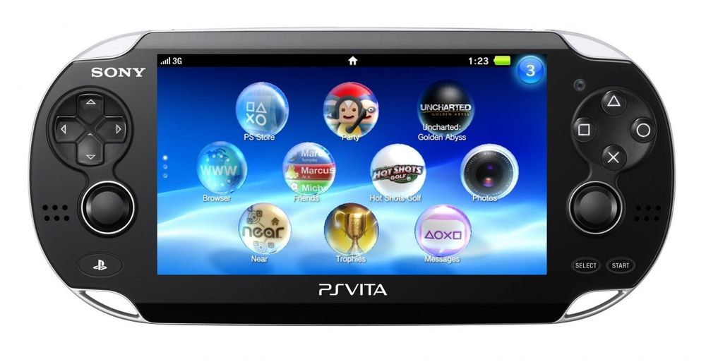 Playstation Vita with translucent glossy glass icons