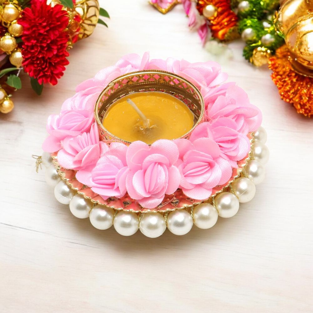 Rose Candle Holder Diya 2 PCS - Beautiful Diyas for Home and Office Decoration & Diwali Gifts | THE FLYING TREE