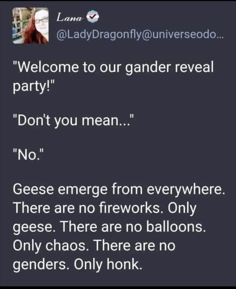 There are no genders.  Only honk.