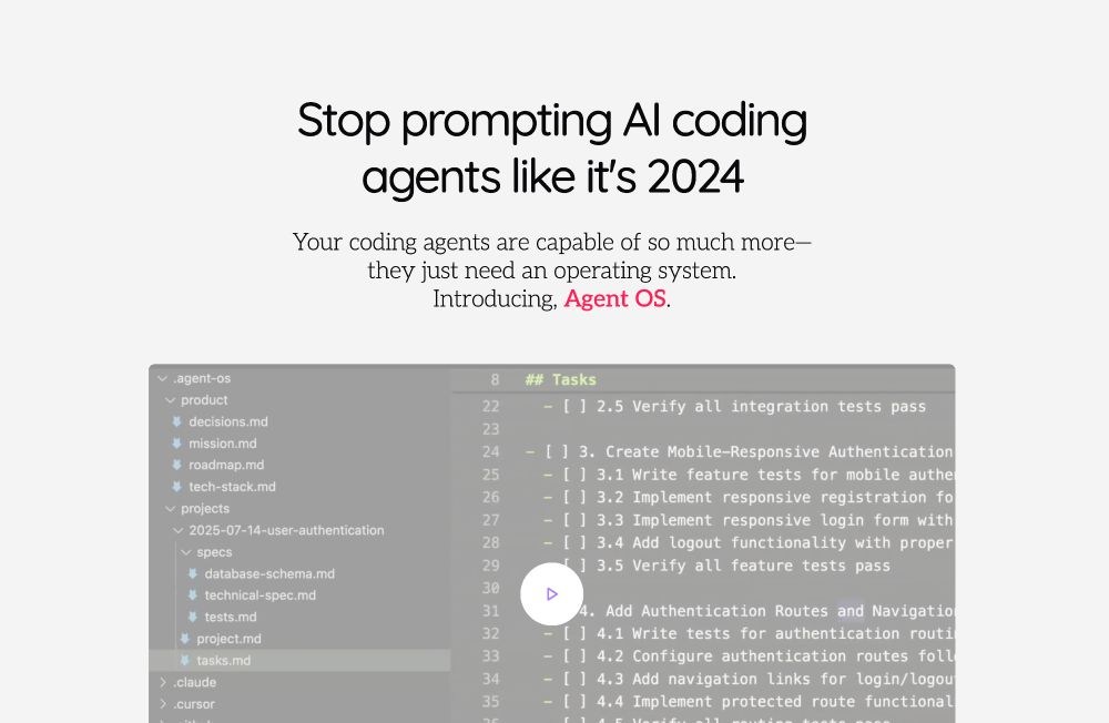 Agent OS - A system for spec-driven development that makes AI coding agents build your way, not their way.