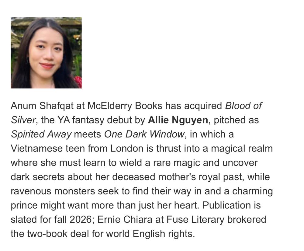 Screenshot of Allie Nguyen’s Blood of Silver in Publishers Weekly 