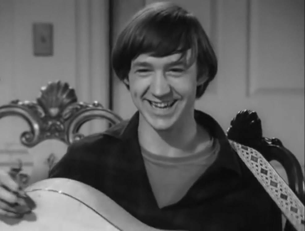 Screenshot of a smiling Peter Tork from his personality and screen test, 1965. The footage is included on the official Blu-ray box set.