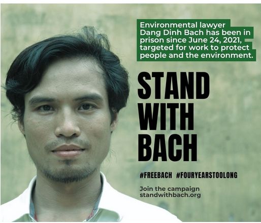 Photo of Dang Dinh Bach with caption "Stand With Bach" and link to standwithbach.org