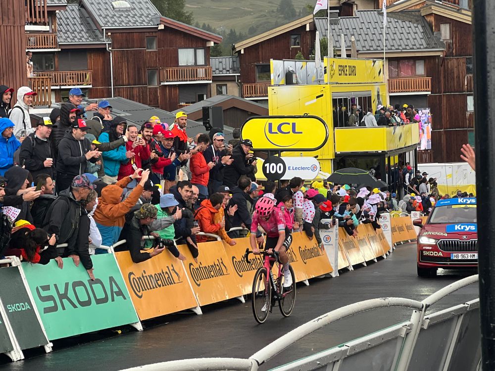 Ben Healy bikes uphill to the Tour de France finish 