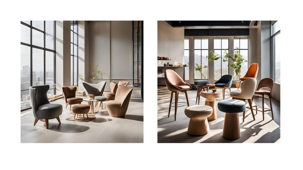 Two rooms with chairs of different heights