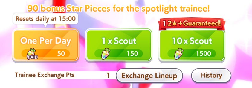 Screenshot from umamusume showing alex's trainee exchange pts which shows how many pulls he has done on the banner. He only has 1 point meaning he has never done another pull on it.