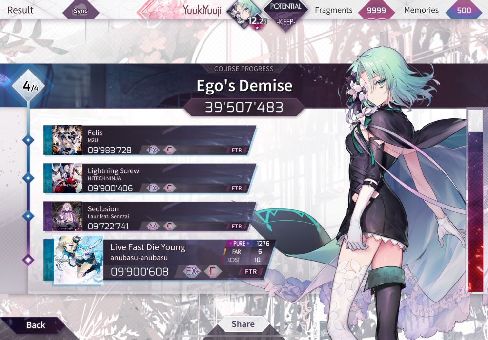 Dan 9 Cleared, avec 2 PB en lot