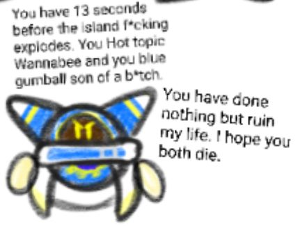 Magolor threatening Meta-knight and Dark Meta-knight after they ruined his life
