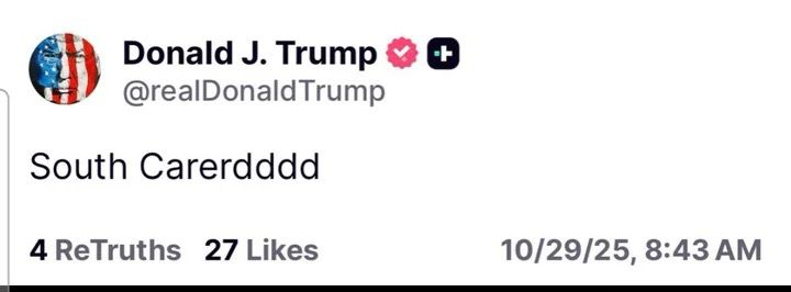 Pedo Trump posts unhinged South Carerdddd