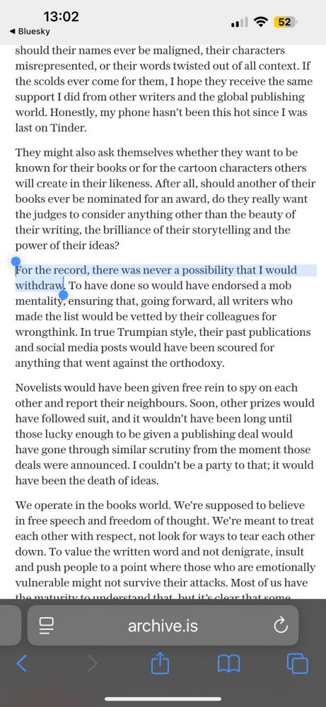 John Boyne writing: “For the record, there was never a possibility I would withdraw.”