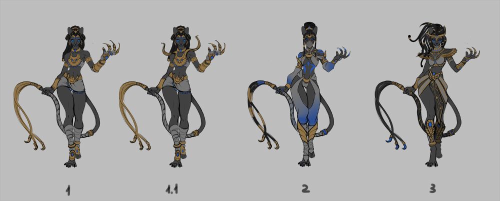 Bastet. Costume and hairstyle design options