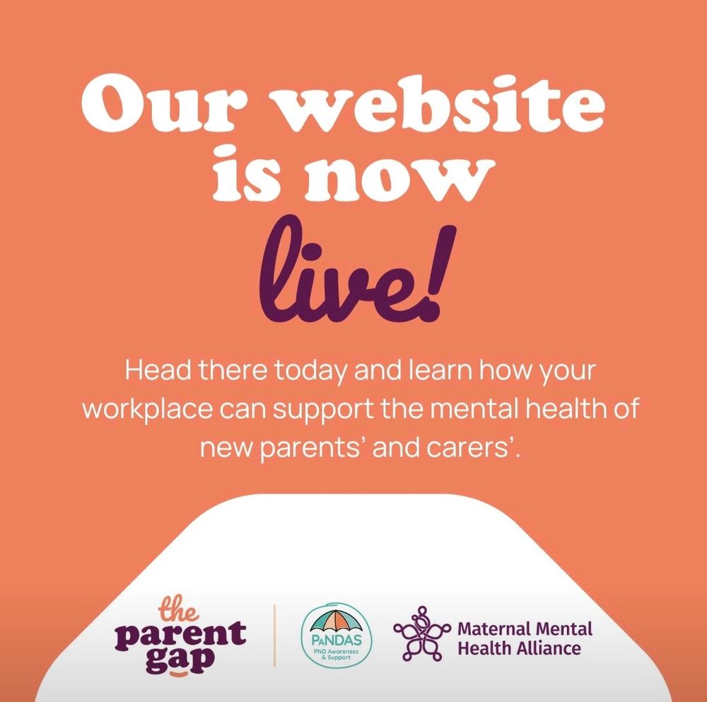 Text saying 'our website is now live' with logos from The Patent Gap, MMHA & PANDAS Foundation 